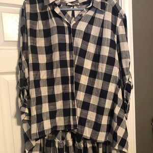 NWOT Boutique plaid high low shirt/tunic